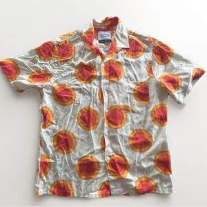 Portuguese Flannel Sun Shirt Men's Medium Camp Collar All Over Print Vacation